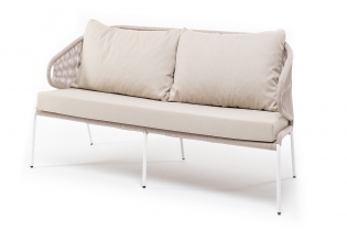 MR1001639 диван 2-местный плетеный из роупа, каркас алюминий светло-серый шагрень, роуп серый меланж